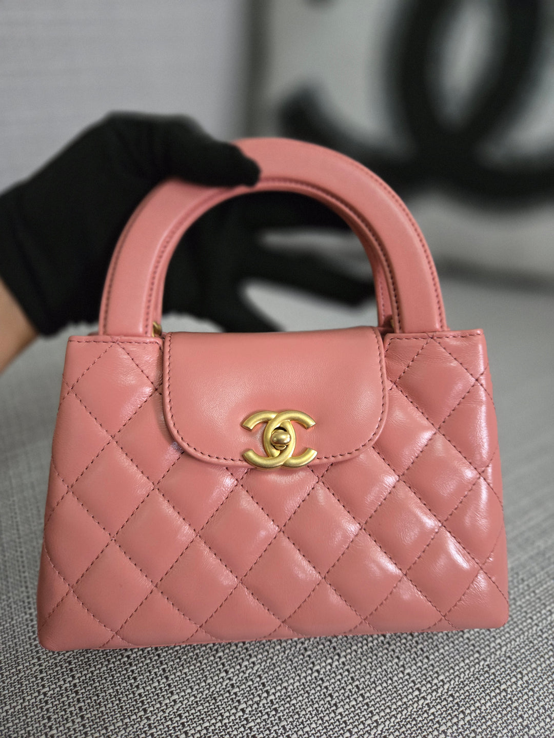Chanel 23K Pink Lambskin GHW Nano Kelly Shopping Bag size Small (19 cms AS4416)