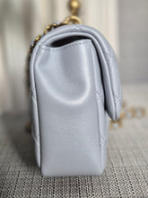 Load image into Gallery viewer, CHANEL Pearl Twist Pearly Silver Light Blue Lambskin Mini Flap Bag
