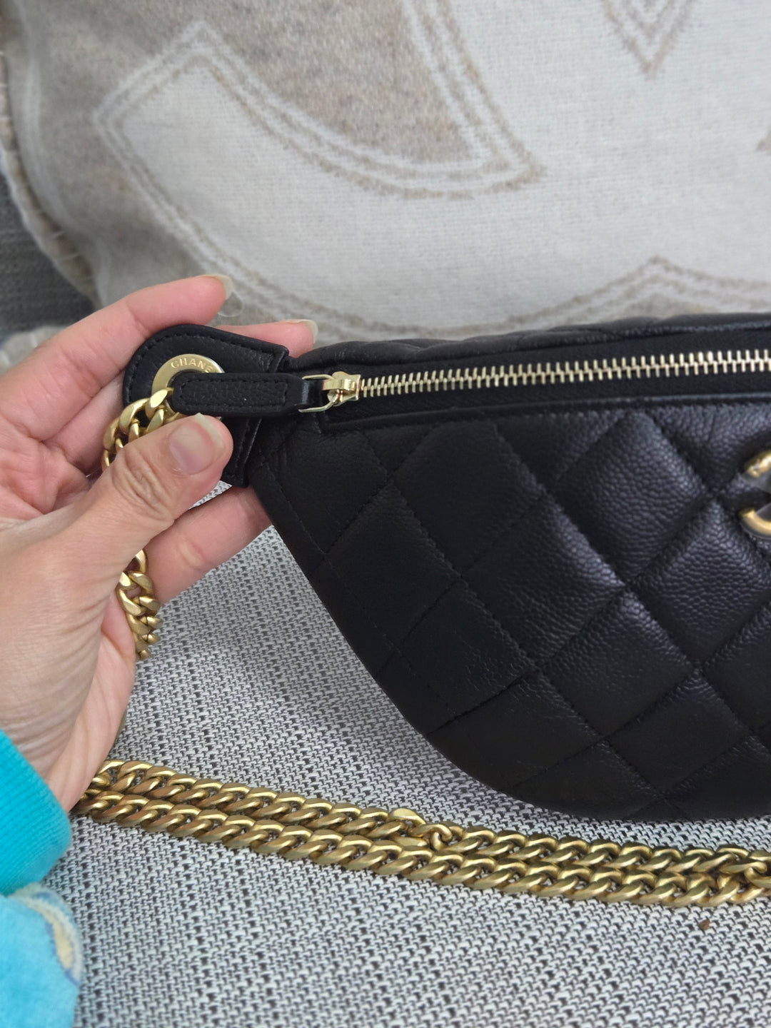 Chanel 24B 2024 Fall/Winter Black Caviar GHW Sweetheart Adjustable chain Waist Bag/Fanny Bag/Bum Bag