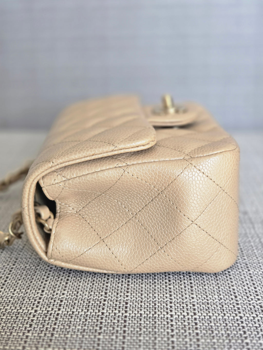 Chanel series 20 15C Collection Pearly Beige Caviar Brushed GHW Square Mini Flap Bag