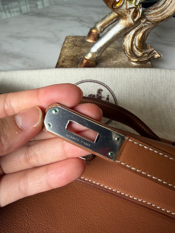 Hermès Kelly Cut Gold Swift Leather PHW Stamp R 2014