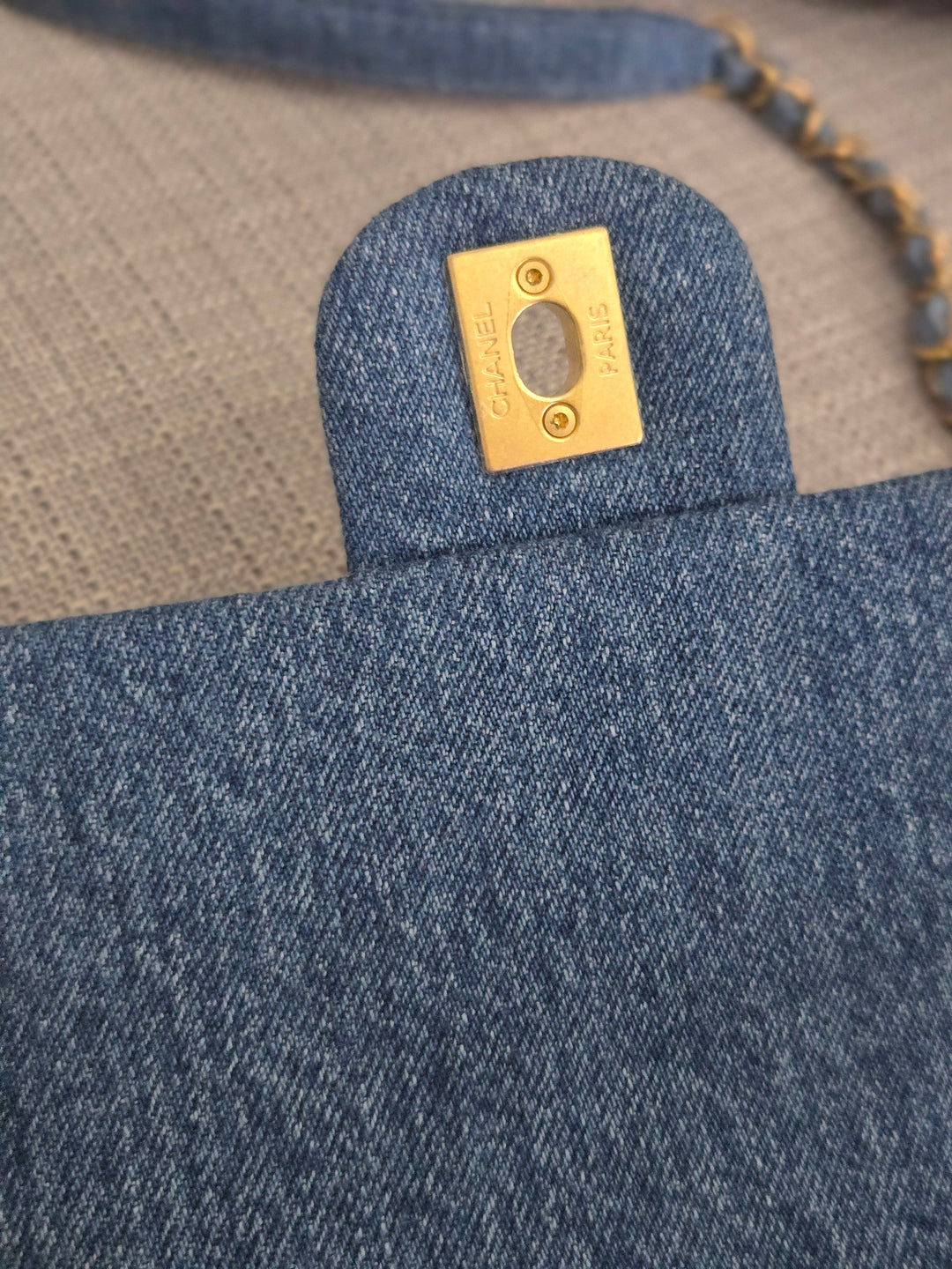 Chanel 22P Blue Denim Mood Flap Bag size Small with aged GHW