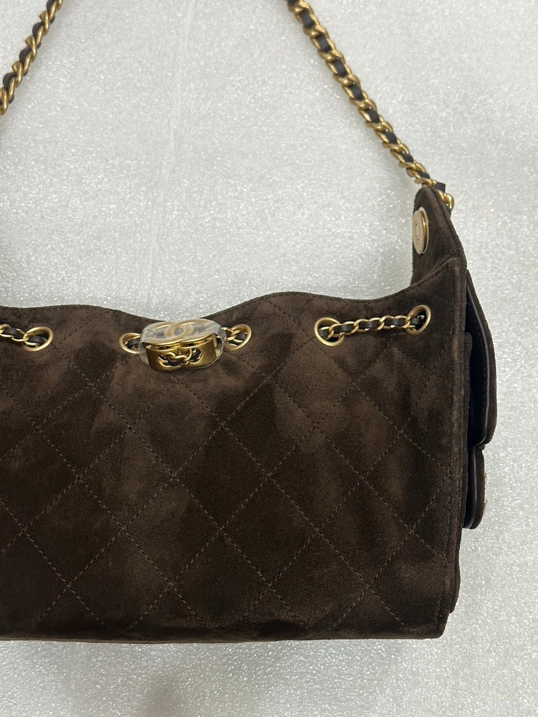 CHANEL 26C Brown Suede Aged GHW Mini 25 Hobo Bag