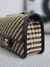 Load image into Gallery viewer, Chanel series 31 21P 2021 Pre spring/summer collection Raffia Black/Beige Mini Rectangular Flap Bag
