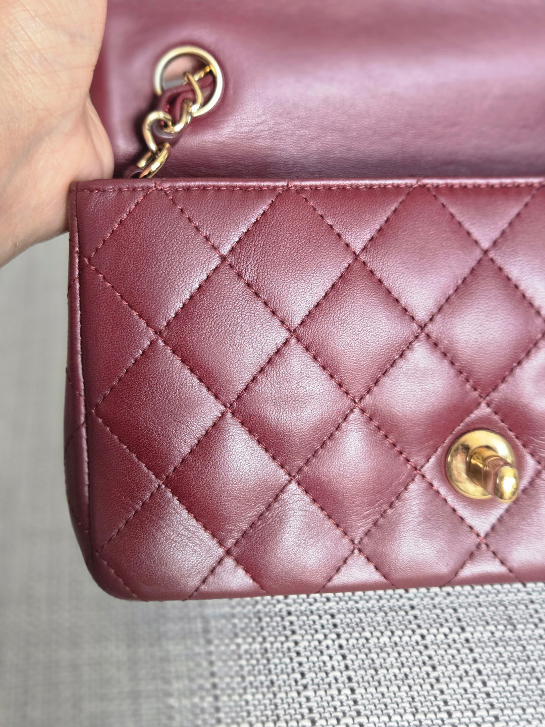 Chanel series 21 2015 15B Collection Burgundy Lambskin GHW Mini Rectangular Flap Bag