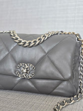 Load image into Gallery viewer, Chanel 19 size Small From 2022 in Dark grey Lambskin Mixed GHW with Silver colourway Flap Bag with Top Handle
