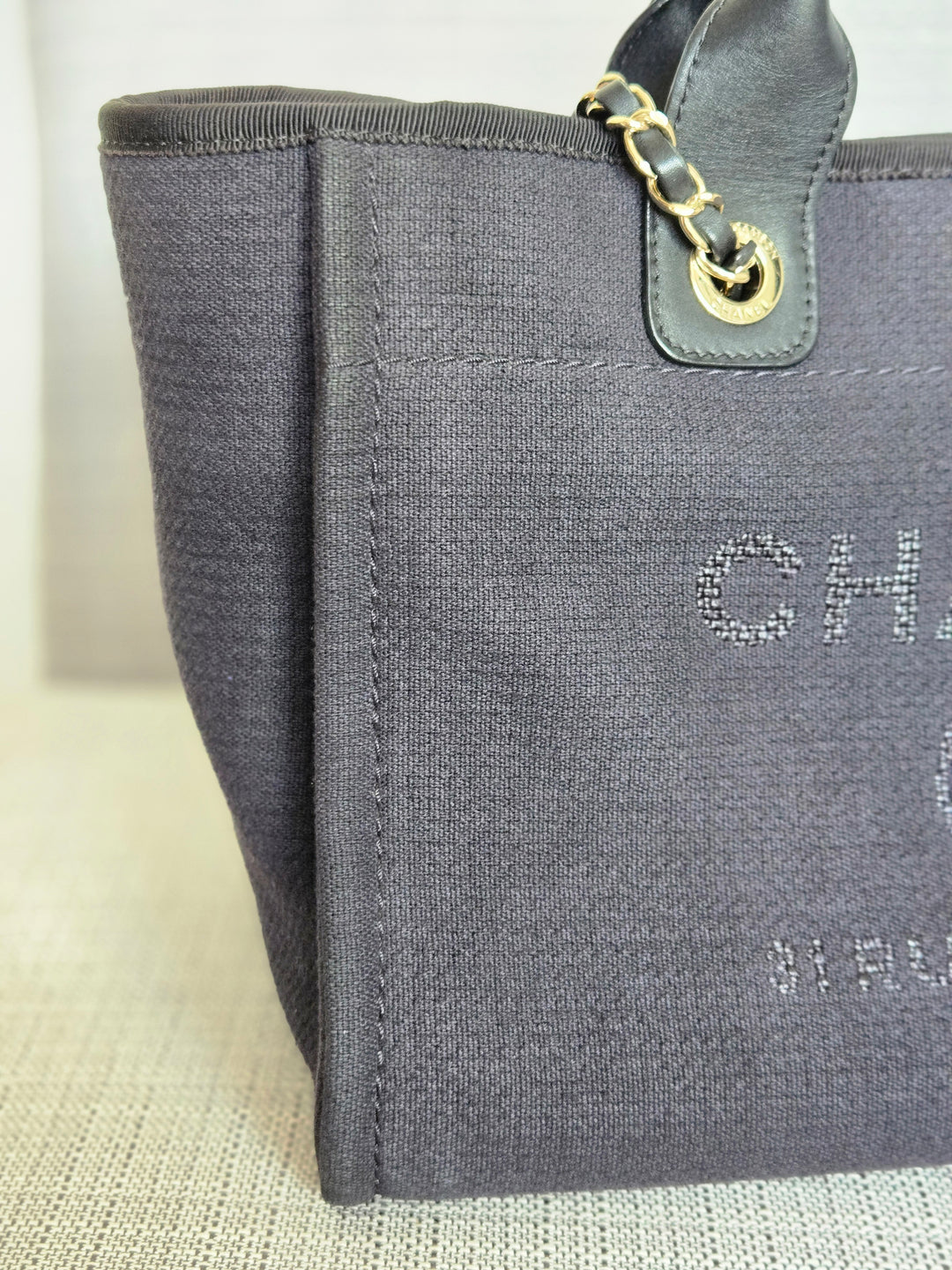 Chanel 22B Collection 2022 Black Tweed Small Deauville Tote with Top Handle with LGHW