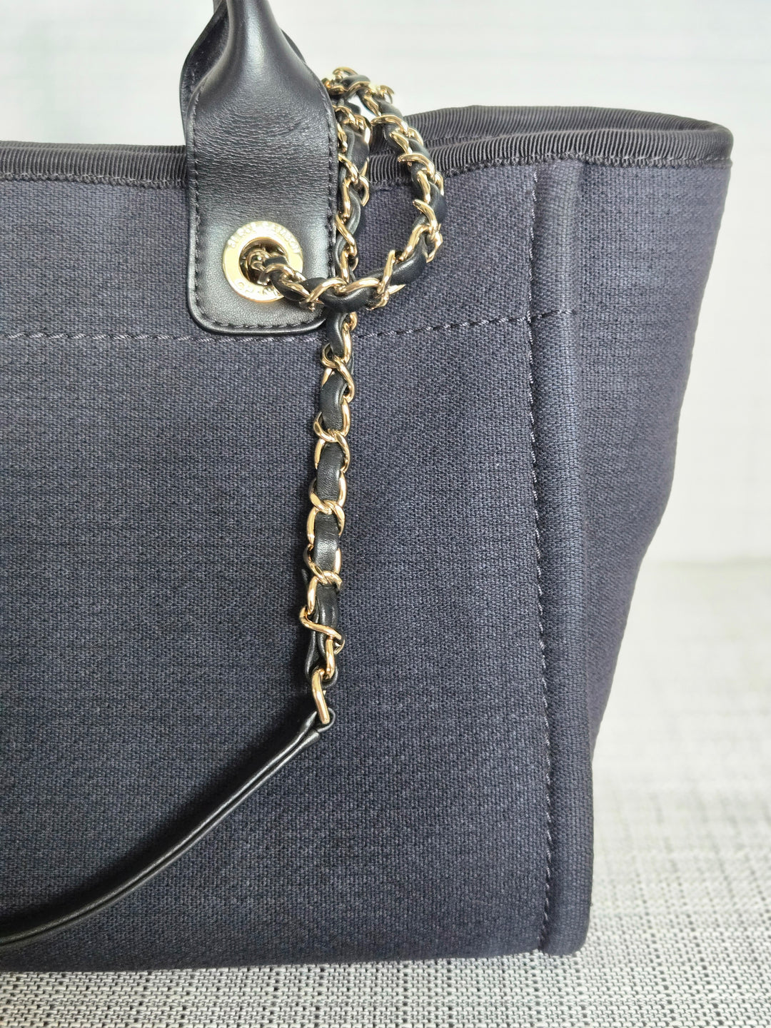 Chanel 22B Collection 2022 Black Tweed Small Deauville Tote with Top Handle with LGHW