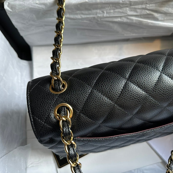 CHANEL series 159 2011/2012 Black Caviar GHW Jumbo Classic Timeless Double Flap Bag