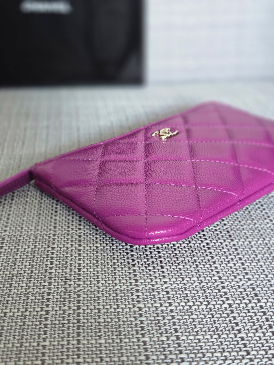 Chanel 2023 23C collection Purple Caviar LGHW Mini O Case/Pouch