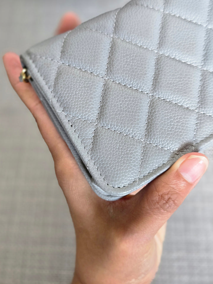 Chanel COCO 20B Collection Grey caviar Small Vanity flap bag