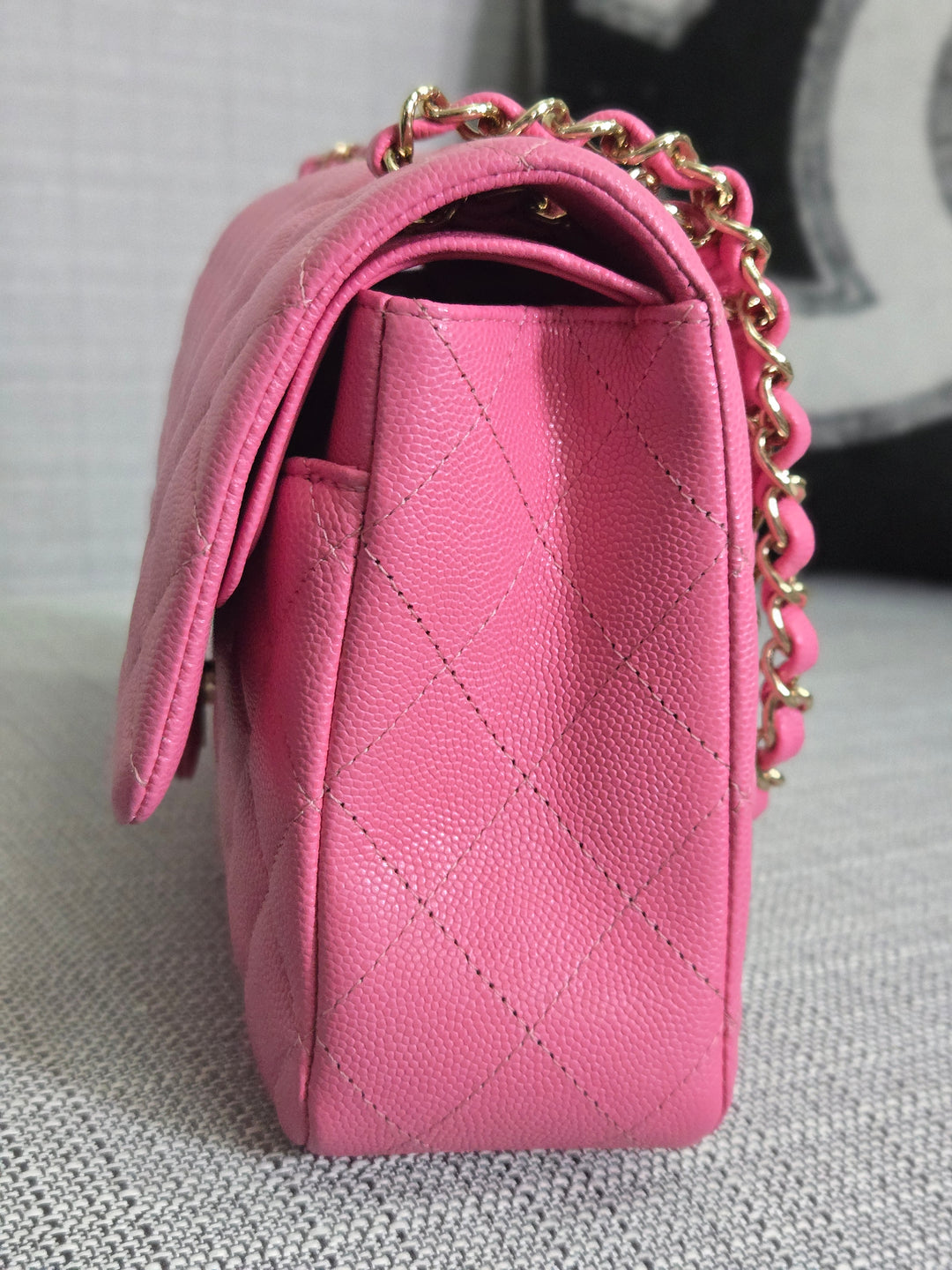 Chanel 21P 2021 Pre spring/summer collection Pink Caviar Champagne GHW 11.12 Timeless Classic Medium ML Double Flap Bag