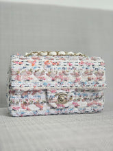 Load image into Gallery viewer, Chanel 23C 2022/2023 Cruise Collection Tweed Quilted Mini Rectangular Flap Bag in Ecru, Pink, Blue, and Green with Champagne GHW

