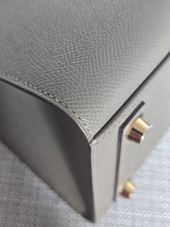 Hermes Birkin 25 Gris Etain Epsom Sellier Leather GHW stamp B 2023