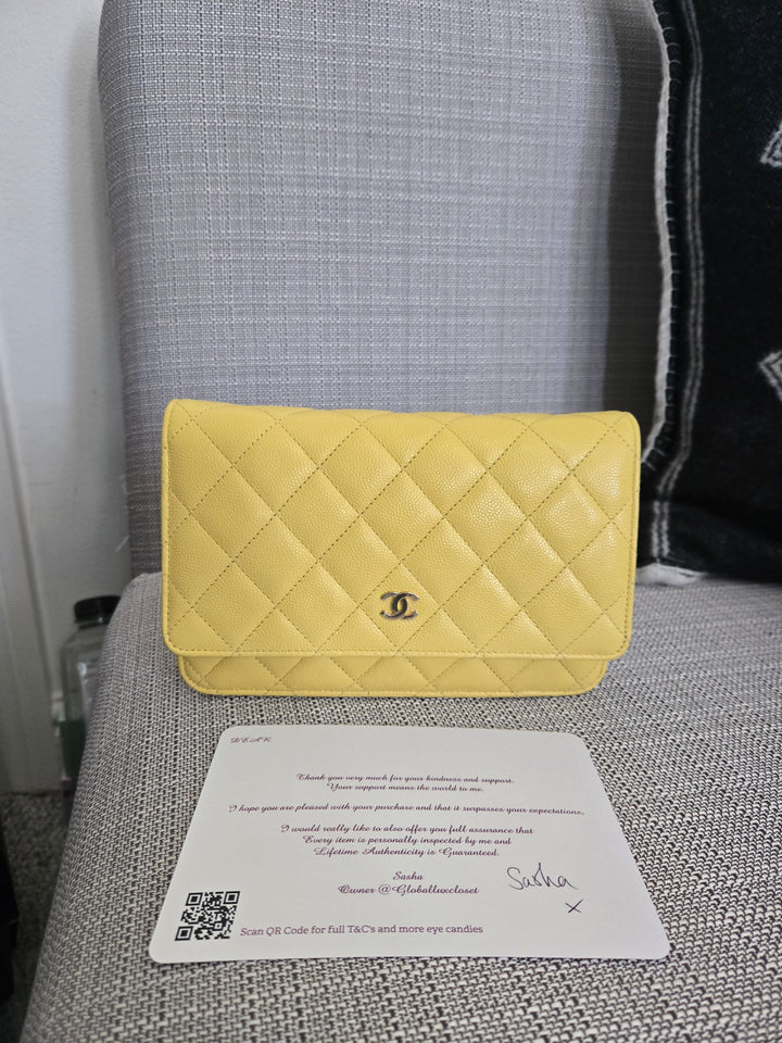 Chanel series 30 2020 Yellow Caviar LGHW Classic Wallet on chain (WOC)