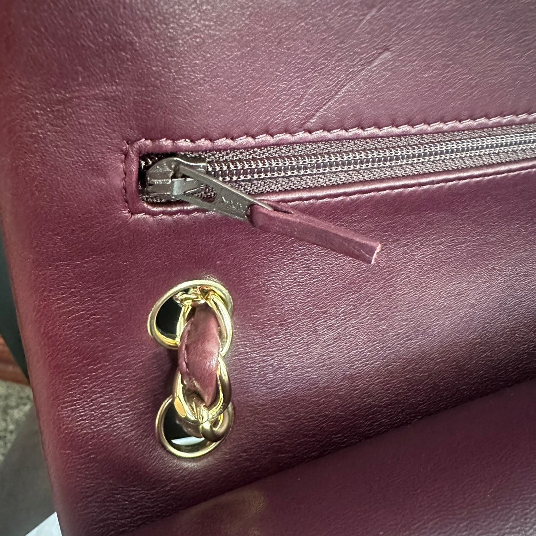 CHANEL series 16 Burgundy Lambskin LGHW Jumbo Timeless Classic Double Flap Bag 2012