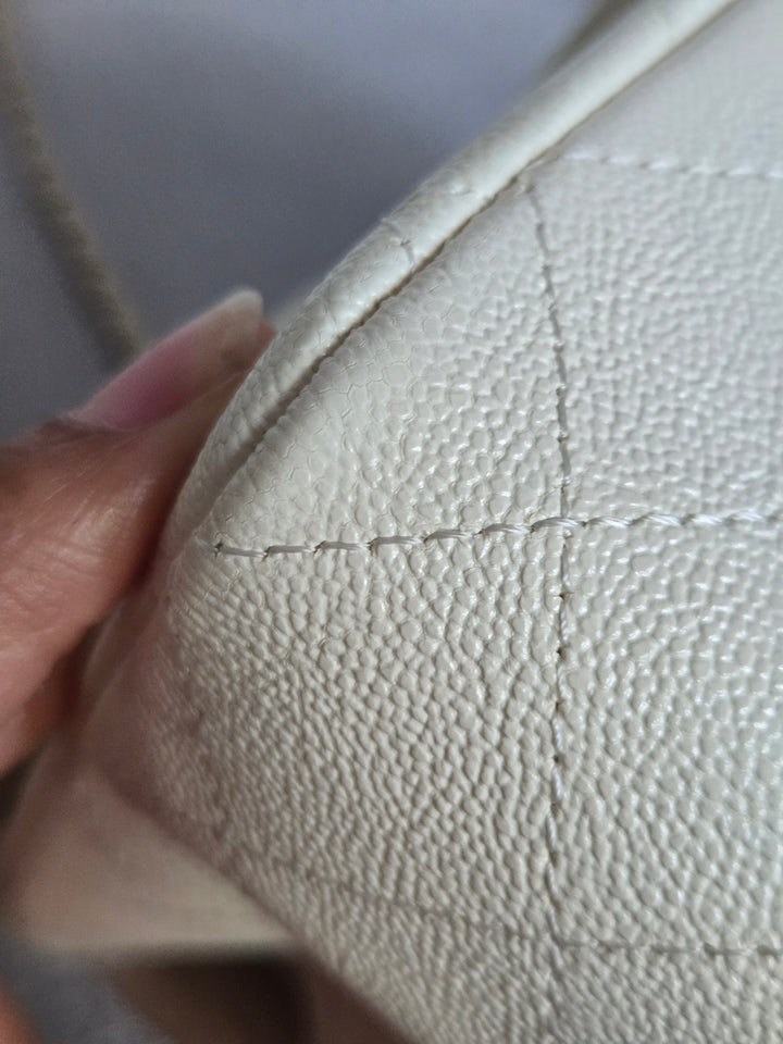 CHANEL 21S Series 31 White Caviar Aged GHW Top Handle Mini Rectangular Flap Bag