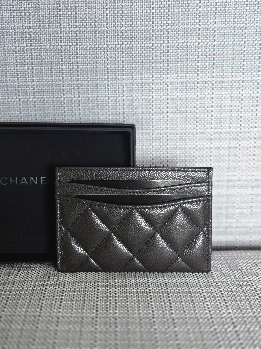 Chanel 2024/2025 25C collection Dark Chocolate Brown Caviar LGHW Flat Card Holder