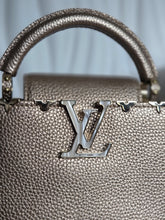 Load image into Gallery viewer, LOUIS VUITTON LV Metallic Taurillon Embellished Flower Crown Mini Capucines in Gold
