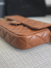 Load image into Gallery viewer, Chanel 2023 Caramel Brown Caviar Champagne GHW New Style Wallet on chain (WOC)
