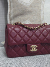 Load image into Gallery viewer, Chanel 23S 2023 Spring/Summer Collection Burgundy Lambskin Classic Mini Rectangular Flap Bag with Champagne GHW
