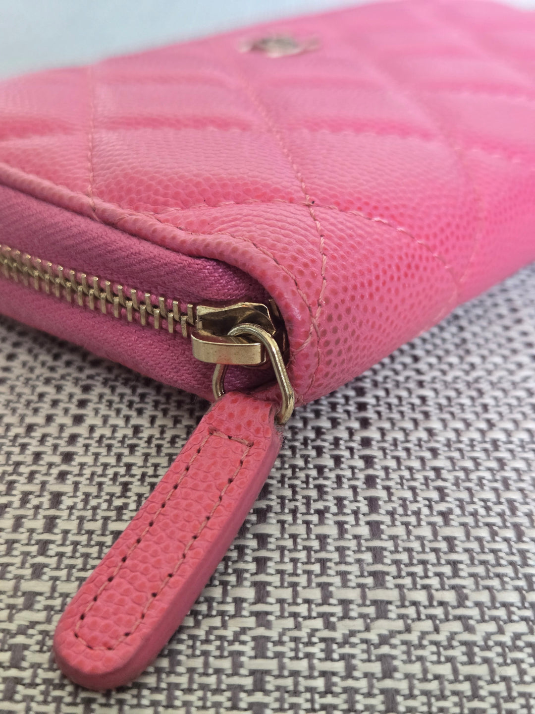 Chanel series 27 2019 19C collection Barbie Bright Pink Caviar LGHW Medium Zippy Wallet 6 inches