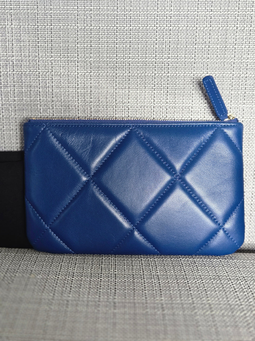 Chanel series 29 Blue goatskin GHW Small O Case/Pouch 8 inches