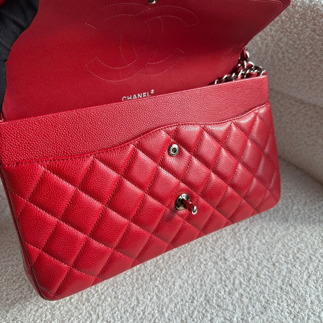 CHANEL series 19 14C Red Caviar SHW Jumbo Timeless Classic Double Flap Bag 2014