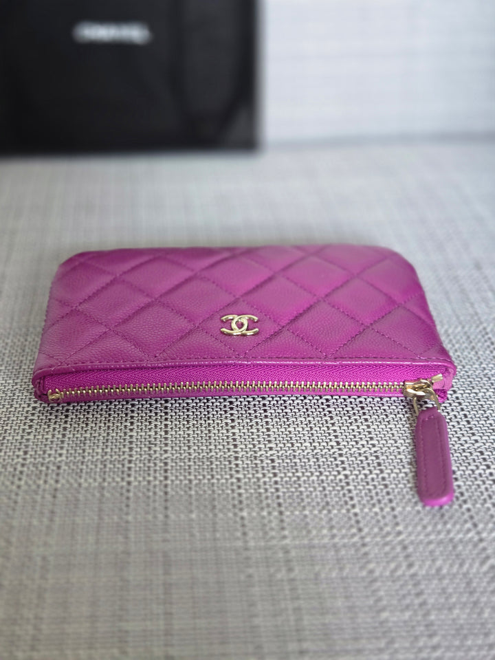 Chanel 2023 23C collection Purple Caviar LGHW Mini O Case/Pouch
