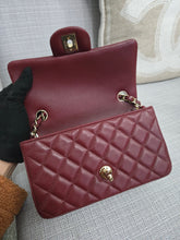 Load image into Gallery viewer, Chanel 23S 2023 Spring/Summer Collection Burgundy Lambskin Classic Mini Rectangular Flap Bag with Champagne GHW
