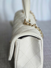 Load image into Gallery viewer, CHANEL 21S Series 31 White Caviar Aged GHW Top Handle Mini Rectangular Flap Bag
