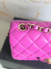 Load image into Gallery viewer, Chanel 21C 2021 Cruise Collection Purple Lambskin Champagne GHW Mini rectangular flap bag
