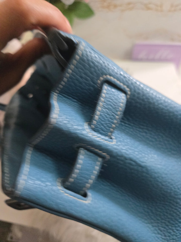 Hermes Birkin 35 Bleu Jean Togo Leather PHW Stamp J in Sq