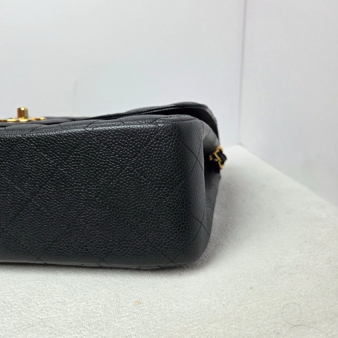 CHANEL series 16 Black Caviar GHW Jumbo Timeless Classic Double Flap Bag 2012