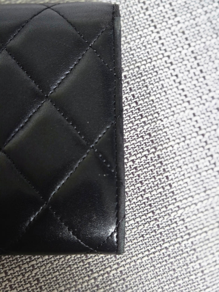 Chanel series 24 Black Lambskin SHW Full size Sarah Wallet