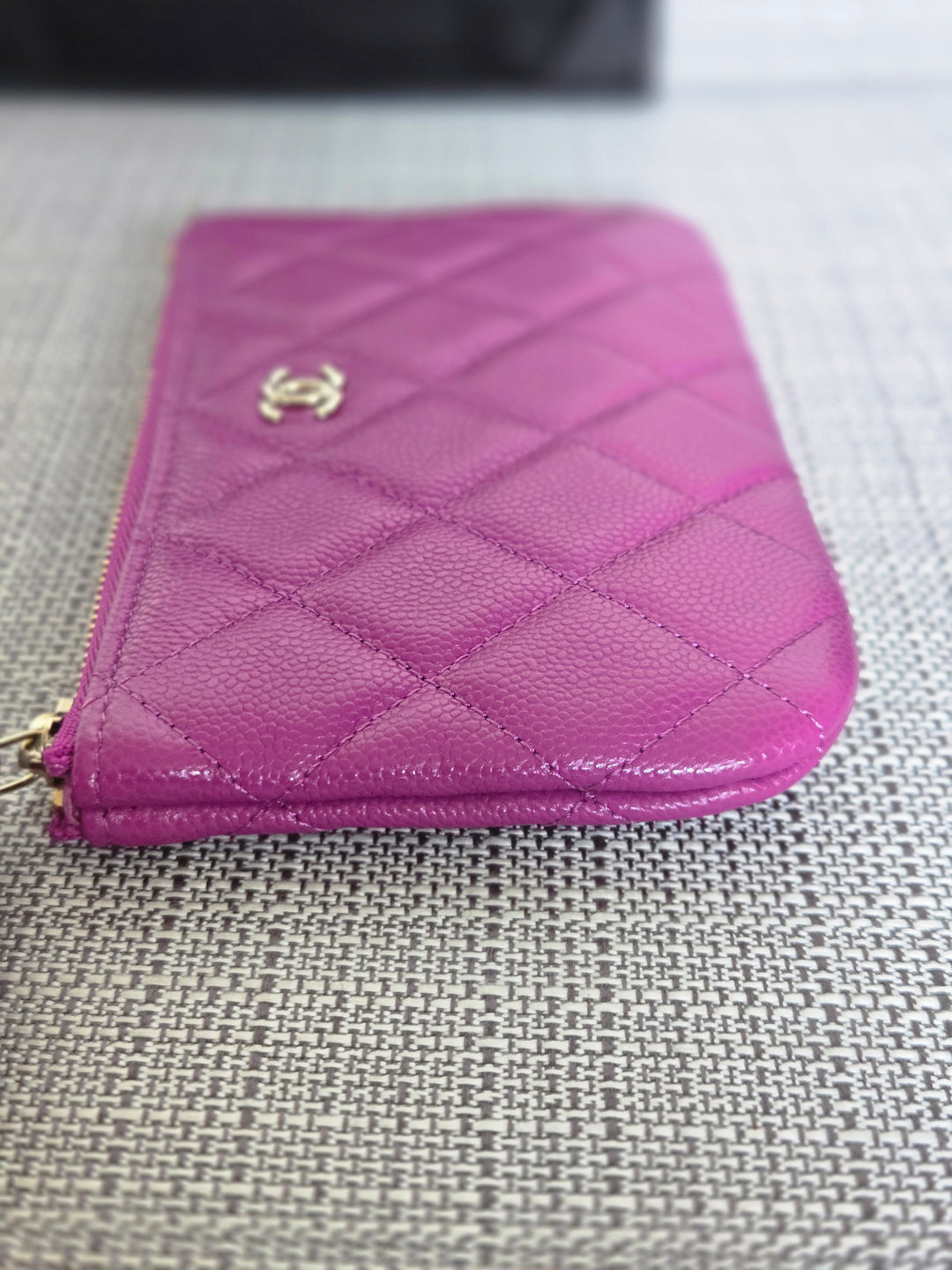 Chanel 2023 23C collection Purple Caviar LGHW Mini O Case/Pouch