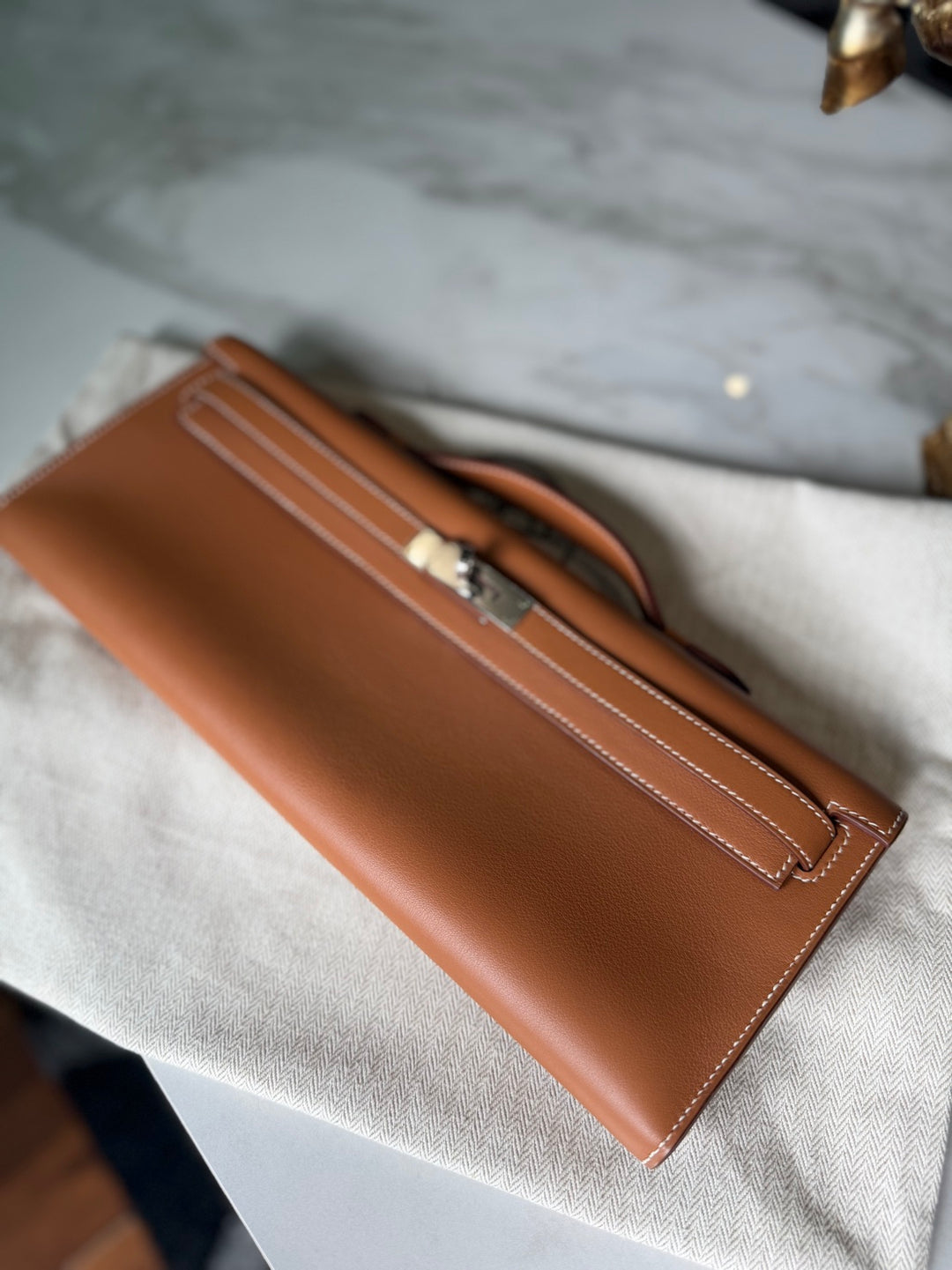 Hermès Kelly Cut Gold Swift Leather PHW Stamp R 2014