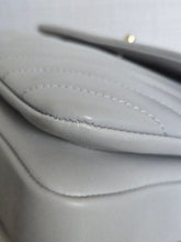 Load image into Gallery viewer, Chanel series 25 Grey Lambskin Chevron Trendy CC Top Handle Flap Bag Size Small with Champagne GHW and Detachable Shoulder strap

