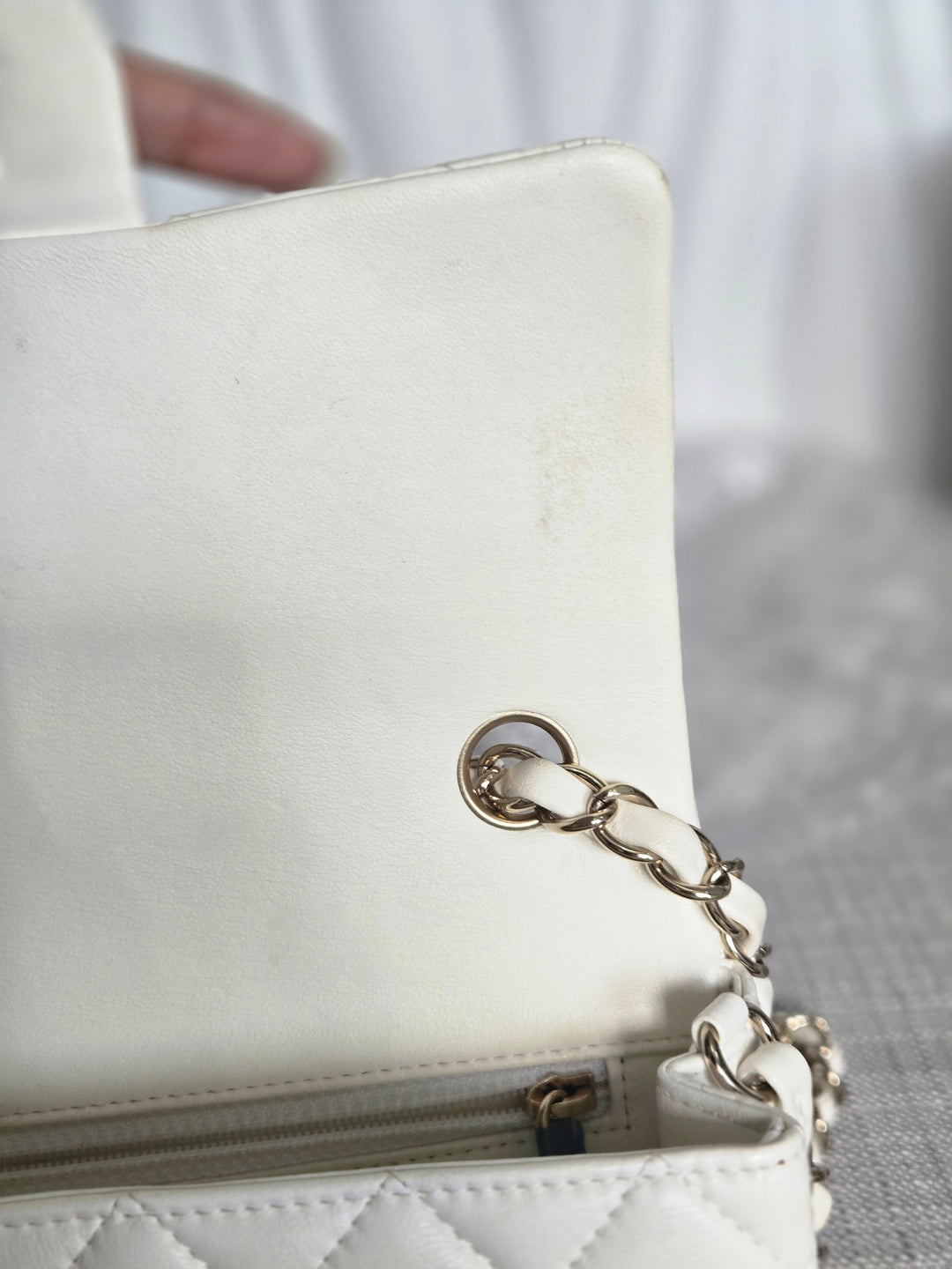 CHANEL series 23 2016 White Lambskin LGHW Mini Rectangular Flap Bag
