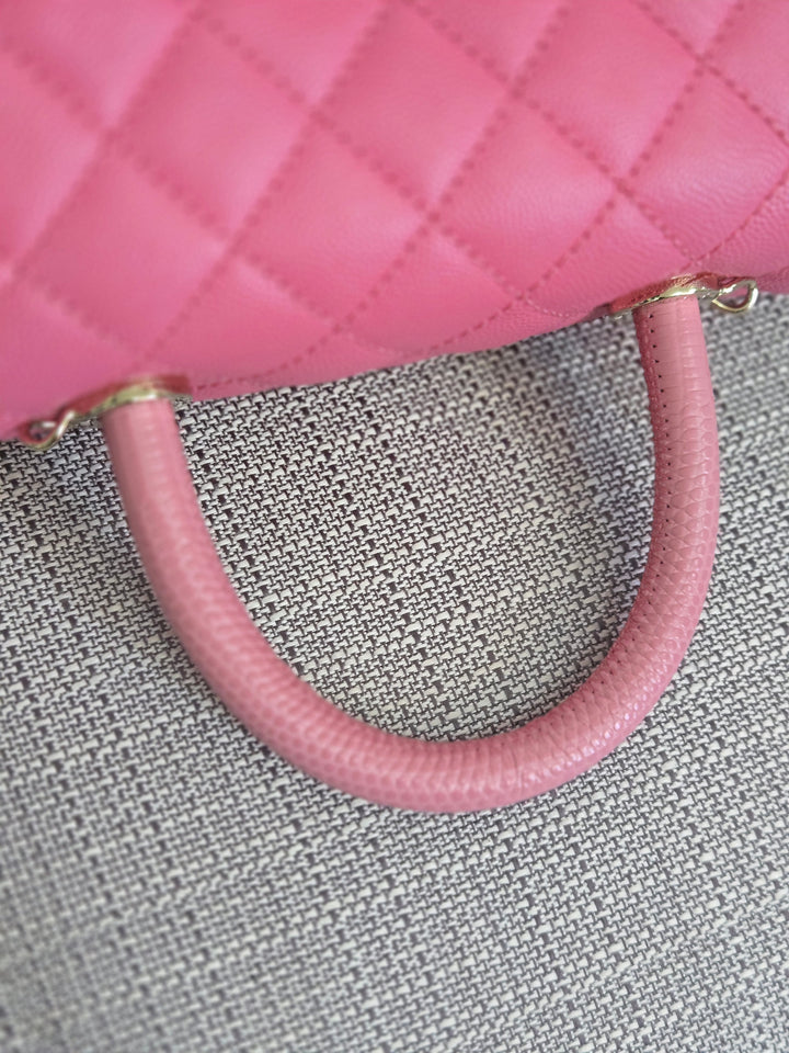 Chanel series 31 21P 2021 Pre Spring/Summer Collection Pink Caviar Coco Handle Flap Bag with Top Handle and Detachable Strap size Small