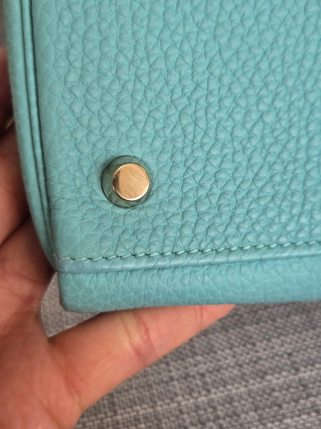 Hermes Kelly 28 in Bleu Atoll Togo Leather GHW