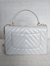 Load image into Gallery viewer, Chanel series 25 Grey Lambskin Chevron Trendy CC Top Handle Flap Bag Size Small with Champagne GHW and Detachable Shoulder strap

