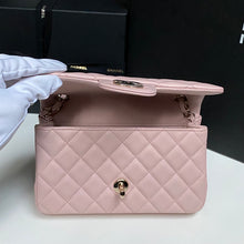 Load image into Gallery viewer, Chanel 23S 2023 Spring/Summer Collection Light Pink Lambskin Champagne GHW Mini rectangular flap bag
