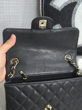 Load image into Gallery viewer, Chanel 17C series 23 Black caviar Champagne GHW Classic Mini Rectangular Flap Bag with Edge Stitching
