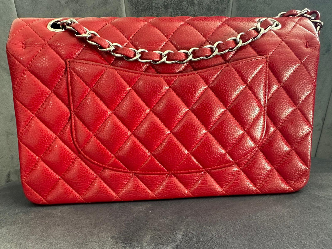 CHANEL 12A series 16 2012 Red Caviar SHW Medium Timeless ML Classic Double Flap Bag