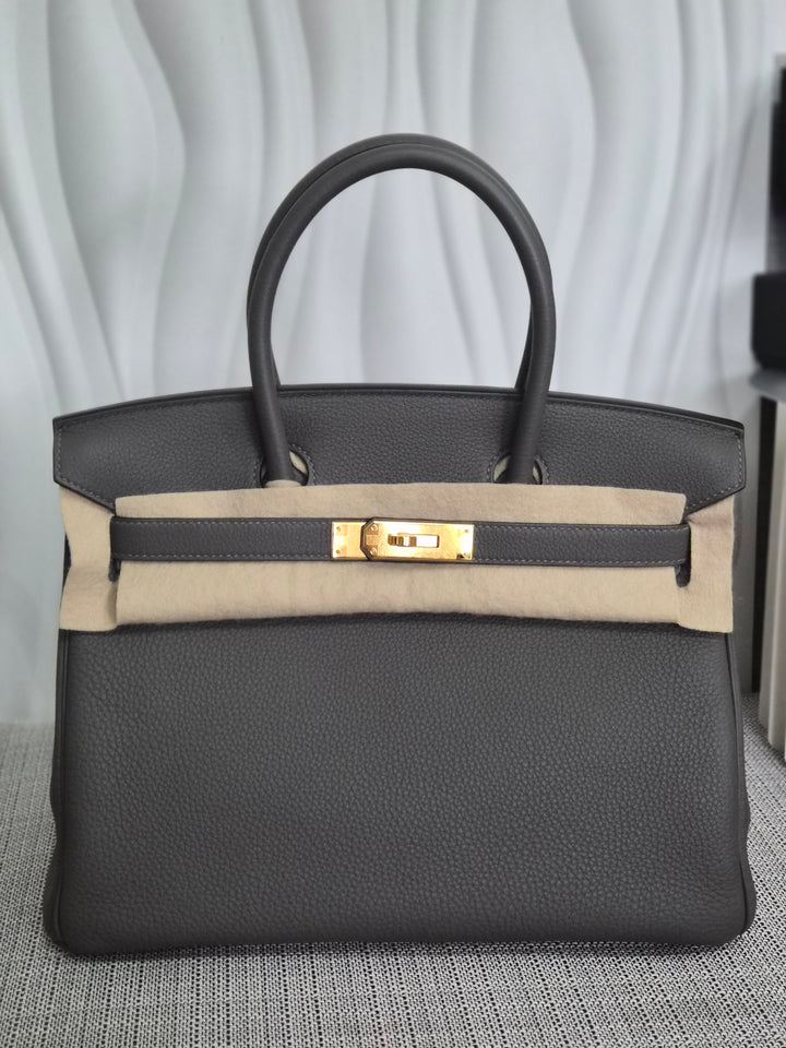 Hermes Birkin 30 Gris Meyer Togo Leather GHW Stamp U (2022)