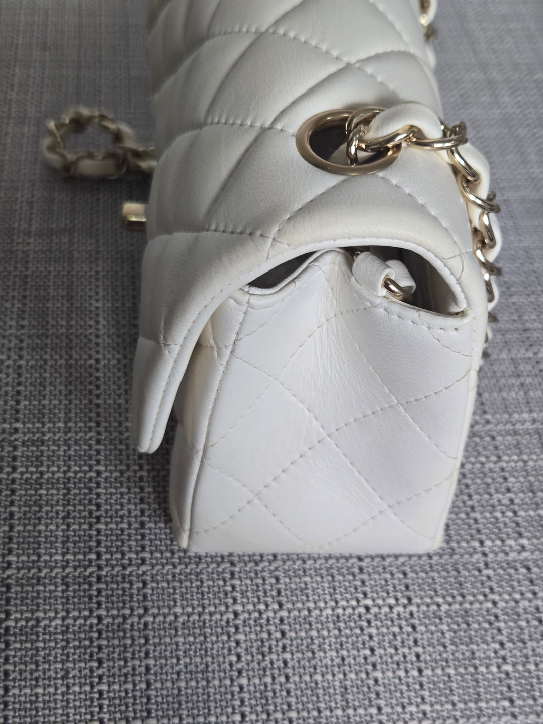 CHANEL series 23 2016 White Lambskin LGHW Mini Rectangular Flap Bag