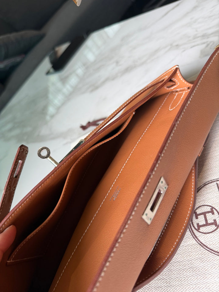 Hermès Kelly Cut Gold Swift Leather PHW Stamp R 2014