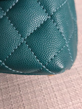 Load image into Gallery viewer, CHANEL series 27 2018 Teal caviar aged GHW SMALL coco handle flap bag with detachable strap
