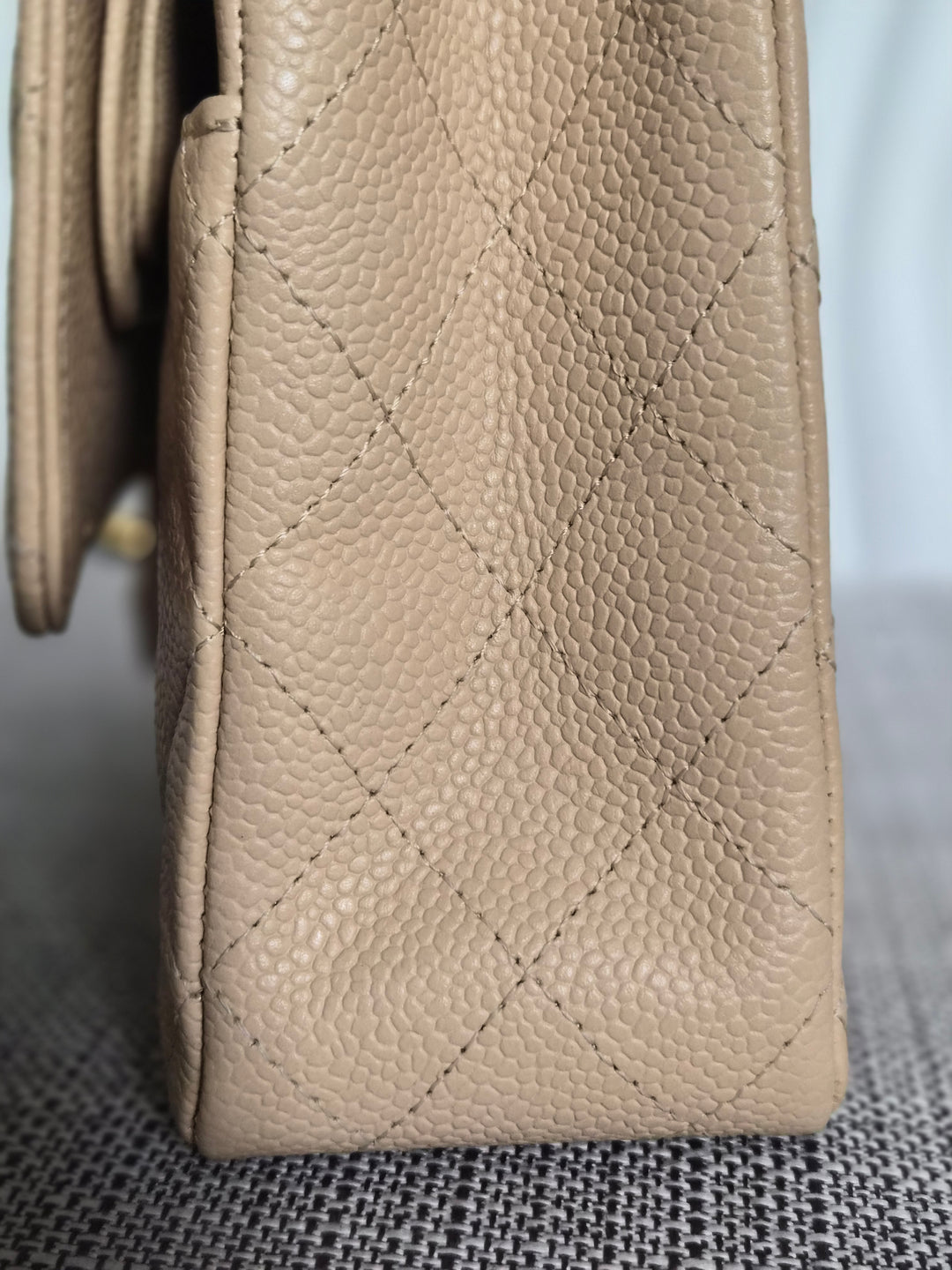CHANEL series 15 2011/2012 Beige Clair Caviar GHW Medium ML Timeless Classic Double Flap Bag